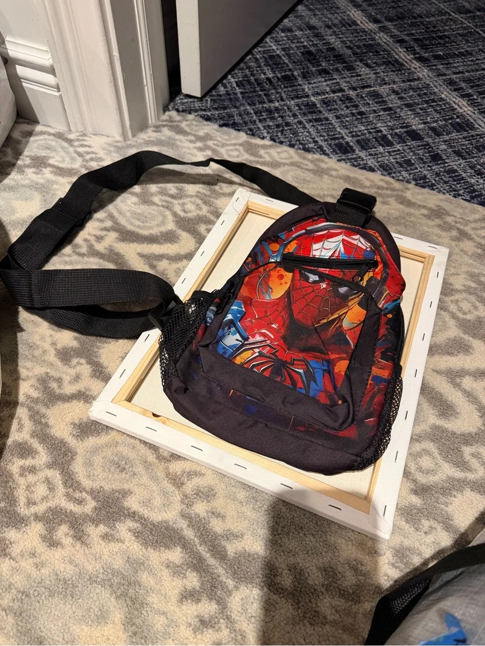 Source Unknown Black and Red Spiderman Kids Backpack with Blue Accents